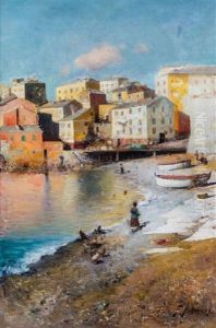 Blick Auf Eine Kustenstadt by PETR ALEKSEEWITSCH LEWTSCHENKO