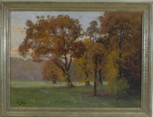 Herbstliche Laubbaume Im Schlosspark by Sophie Ley