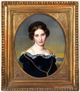 Bildnis Einer Dame Vor Landschaftshintergrund by Eduard Friedrich Leybold