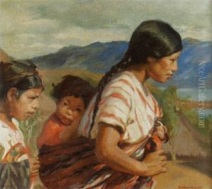 Junge Indianerin Mit Zwei Kindern Junge Indianerin Mit Zwei Kindern