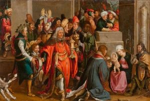 Anbetung Der Heiligen Drei Konige by Lucas Van Leyden
