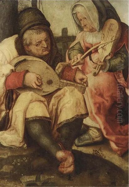 An Old Man And Woman Making Music - view 1