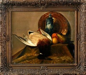 Stillleben Mit Ente Und Fruchten, Krug Und Teller by Andries Leyderdorp