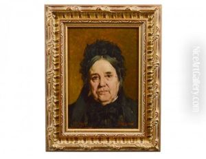 Portrait Of A Lady In A Black Bonnet by Victor Leydet