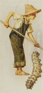 Boy And Caterpillar by Joseph Christian Leyendecker