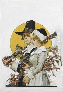 Giving Thanks (thanksgiving Couple) by Joseph Christian Leyendecker