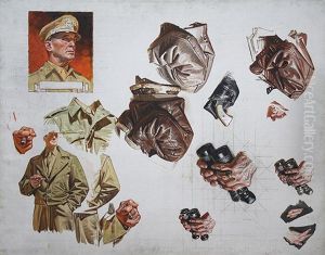 Studies Of Generals Macarthur And Patton (illus. For Timkin Roller Bearings) by Joseph Christian Leyendecker