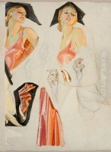 Study Of A Woman With Cigarette by Joseph Christian Leyendecker