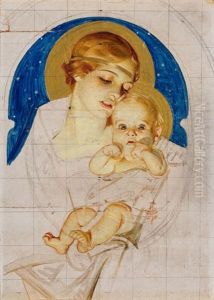 Madonna And Child (preliminary Study For Saturday Evening Post Christmas Cover, December 24, 1927) by Joseph Christian Leyendecker