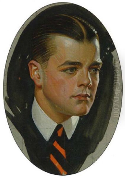 Head Of Man Wearing Striped Tie - view 1