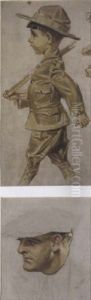 A Marching Boy In A Soldier's Uniform