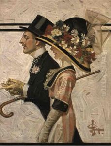 Strolling Easter Couple by Joseph Christian Leyendecker