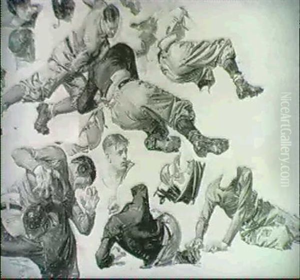 Football Players Tackling - view 1