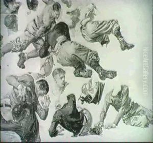 Football Players Tackling by Joseph Christian Leyendecker