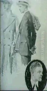 Preliminary Study For Advertisement. Men In Hats In Profile,man's Head In Cameo. Kuppenheimer Clothes, Ca. 1915 by Joseph Christian Leyendecker