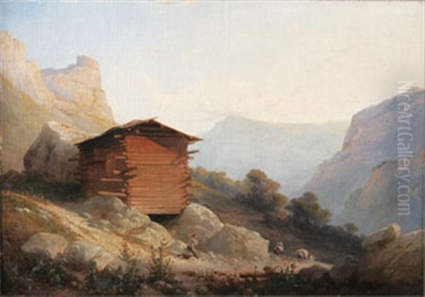 Vilande Vandrare I Alplandskap - view 1