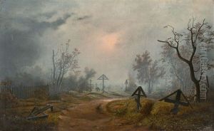 Clouds Over A Russian Graveyard by Julius Karl von Leypold
