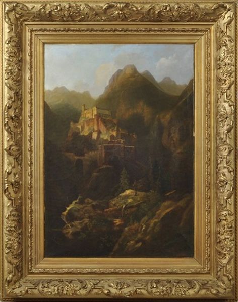 Landschaft Mit Burg In Gebirgsschlucht - view 1