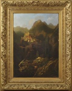 Landschaft Mit Burg In Gebirgsschlucht