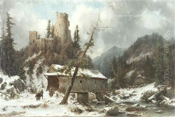 Die Burgruine Frauenstein Im Winter - view 1
