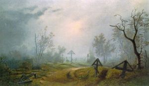 Russischer Friedhof Im Nebel