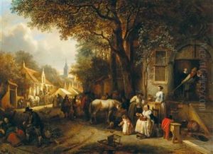 A Day At The Market by Hendrik Jan Augustyn Leys