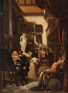 Gerrit Six In Het Atelier Van Rembrandt by Hendrik Jan Augustyn Leys