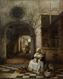 The Knitter by Hendrik Jan Augustyn Leys