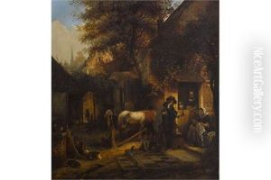Rastender Edelmann Vor Einer Schanke by Hendrik Jan Augustyn Leys