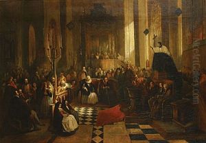 Reinstitution Du Culte Catholique A La Cathedrale D'anvers by Hendrik Jan Augustyn Leys