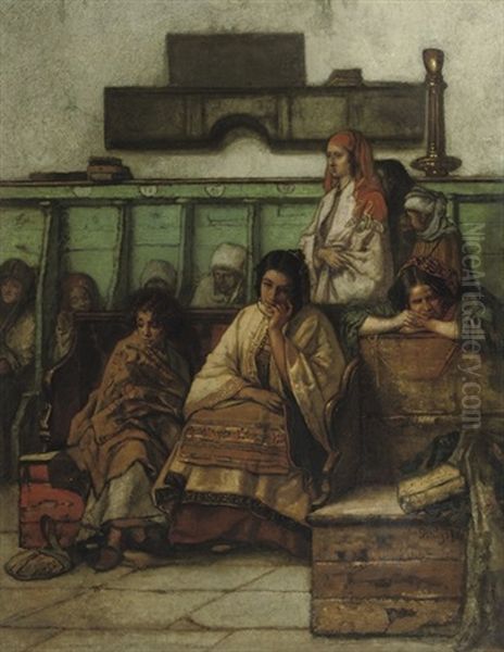 Le Banc Des Femmes A La Synagogue De Prague: In The Synagogue - view 1