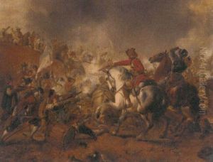 A Cavalry Skirmish by Hendrik Jan Augustyn Leys