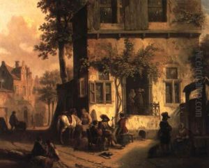 Halt At The Tavern by Hendrik Jan Augustyn Leys