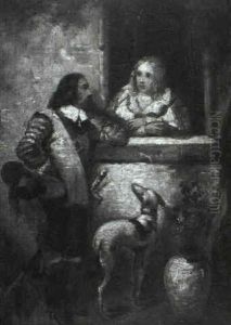 Man And Woman Standing By A Window by Hendrik Jan Augustyn Leys