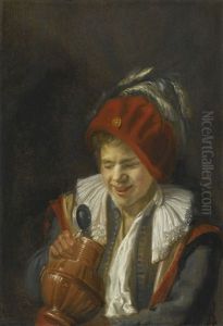 Boy Peering Into An Earthenware Tankard by Judith Leyster
