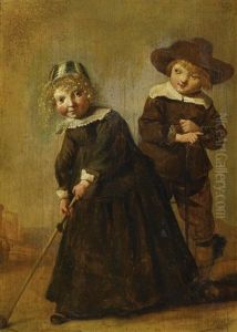 Madchen Und Knabe Beim (crocket?)-spielen by Judith Leyster