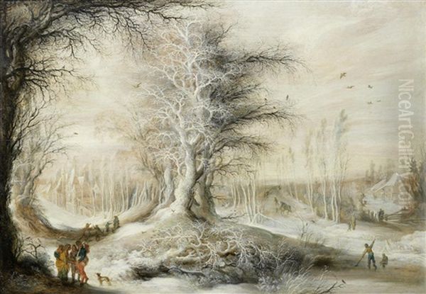 A Winter Landscape Travellers, A Village Beyond - view 1