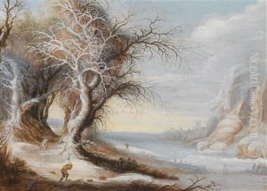 Eine Winterlandschaft Mit Einem Holzfaller by Gysbrecht Leytens