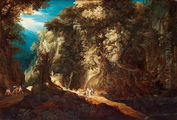 Bergslandskap Med Figurstaffage - view 1