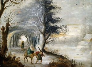 Winterlandschaft Mit Der Heiligen Familie Auf Der Flucht by Gysbrecht Leytens