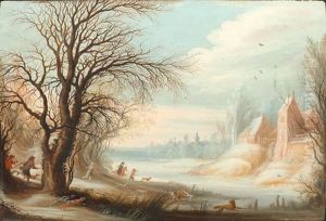 Winterlandschaft Mit Jagern Bei Der Fuchsjagd