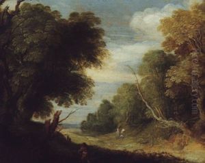A Wooded Landscape With Travellers A Wooded Landscape With Travellers