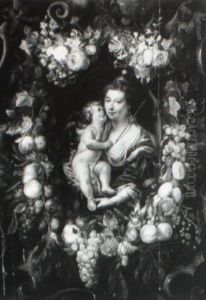 The Madonna And Child Set In A Cartouche Surrounded By A Floral Garland The Madonna And Child Set In A Cartouche Surrounded By A Floral Garland