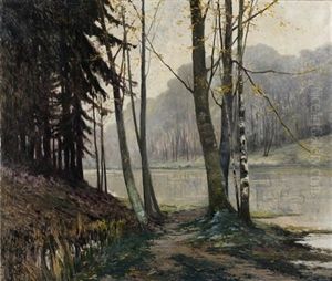 Paisaje Con Arboles Y Lagunas