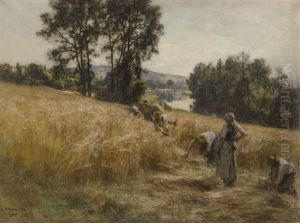 La Moisson Pres De La Marne by Leon Augustin L'Hermitte
