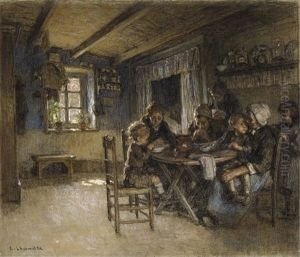Repas En Famille A Wissant by Leon Augustin L'Hermitte