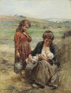 La Tetee Ou La Jeune Mere by Leon Augustin L'Hermitte