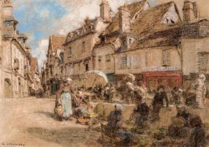 El Mercado De Bourges by Leon Augustin L'Hermitte