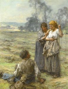 Foins, Fauchers Et Deux Femmes Le Matin Foins, Fauchers Et Deux Femmes Le Matin