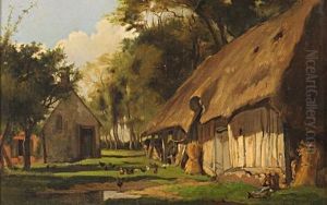 Cour De Ferme by Leon Augustin L'Hermitte